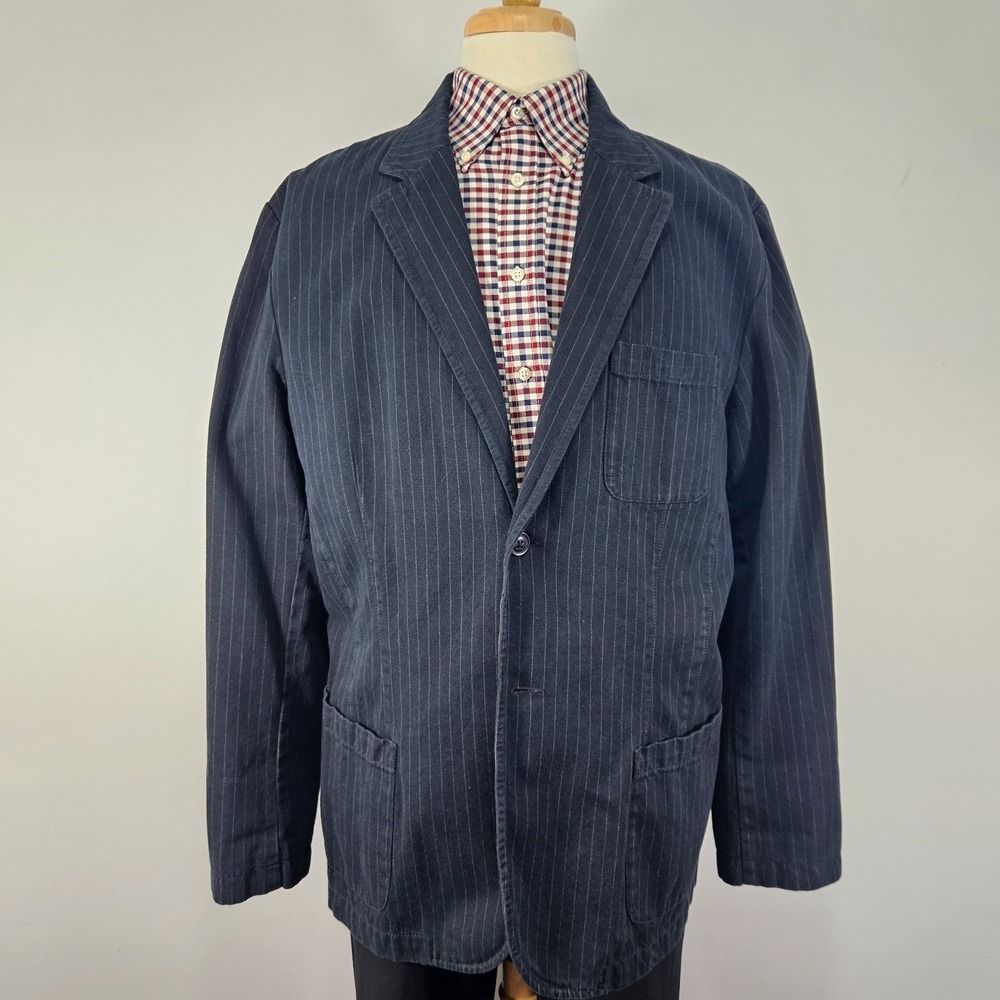 VTG Old Navy Men's Sport Jacket Two Button Gray Striped Cotton Size XL NEW